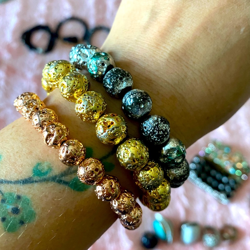 Large Metallic Bead Bracelets